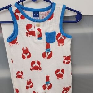 Old Navy White Romper with Red Crab Pattern